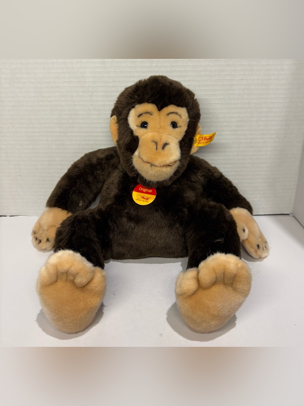 Steiff Jocko Chimpanzee Monkey Plush Vintage Original Button Ear Tag Badge